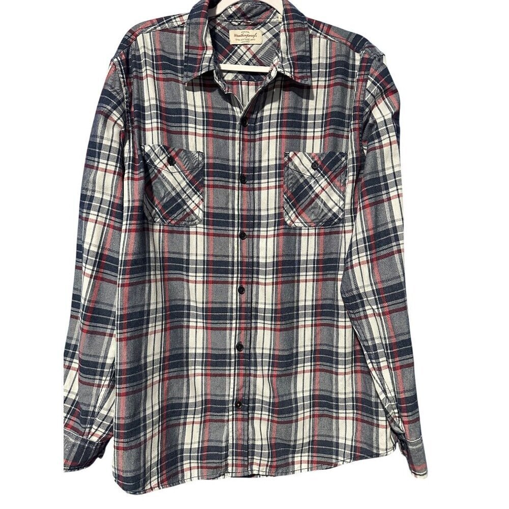 Men's XL Weatherproof Vintage Plaid flannel Shirt fall Layering utility outdoors